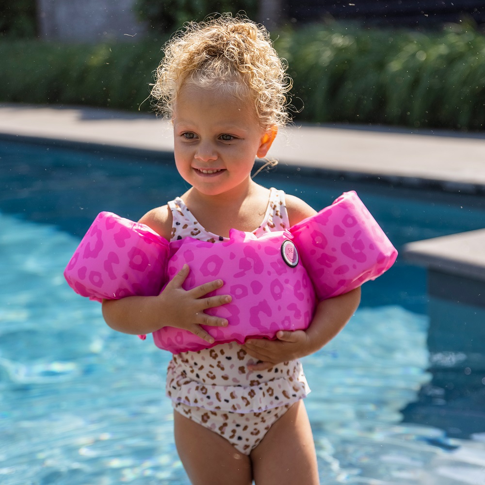 Simbälte till barn Swim Essentials Puddle Jumper Pink Leopard