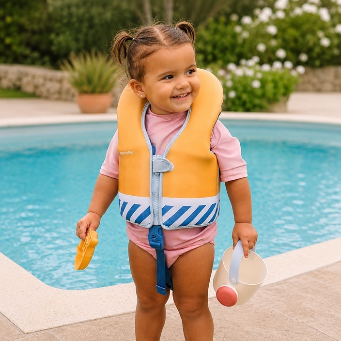 Simväst - Monnëka Learning Float Vest Blue Stripes