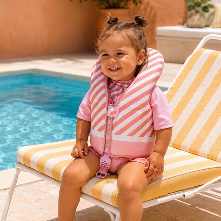Simväst - Monnëka Learning Float Vest Pink Stripes