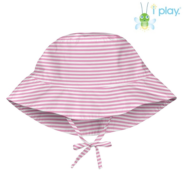 Solhatt barn Iplay Light Pink Pinstripe rosa och vit