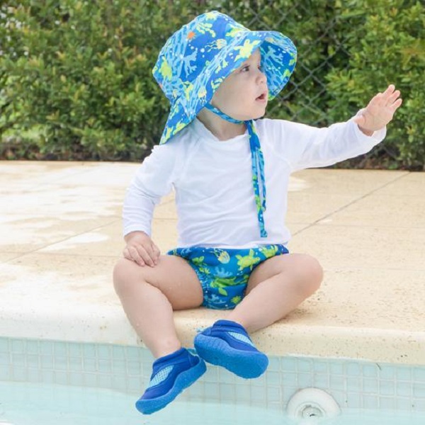 Solhatt barn Iplay Royal Blue Turtle Bucket blå och grön