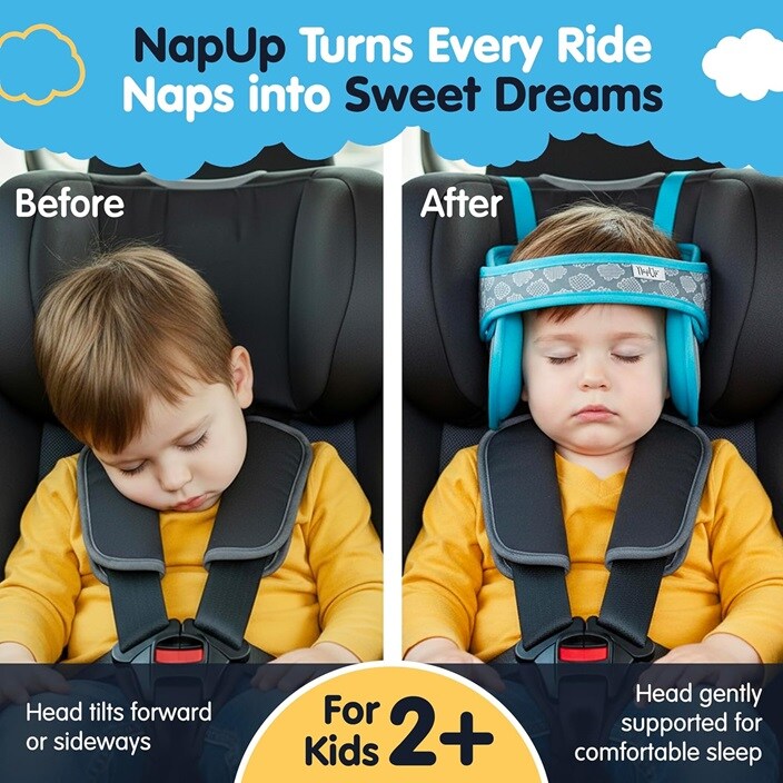 Nackstöd för barn i bilen - NapUp Blå