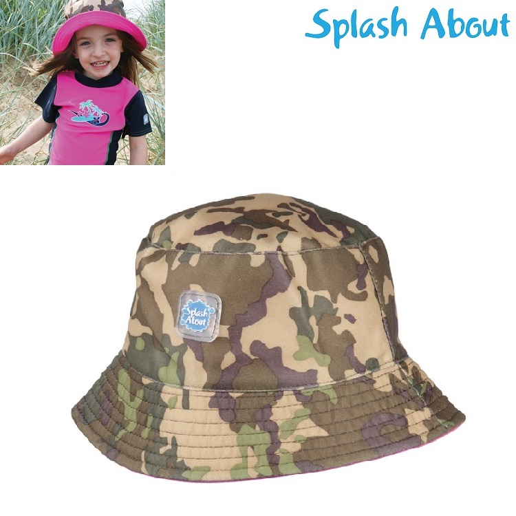 Solhatt barn SplashAbout Bucket Pink Camo