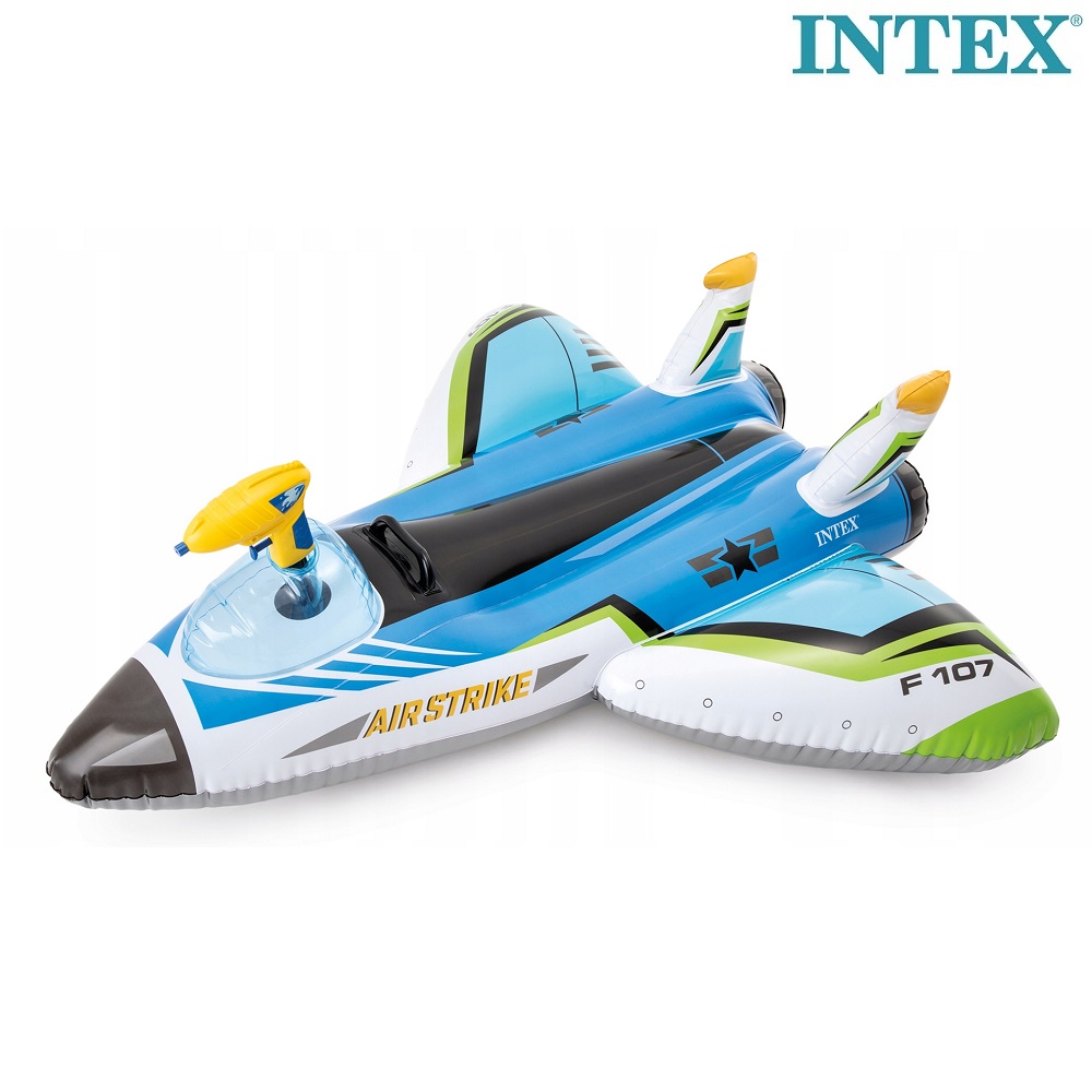 Uppblåsbar badbåt för barn Intex flygplan blå