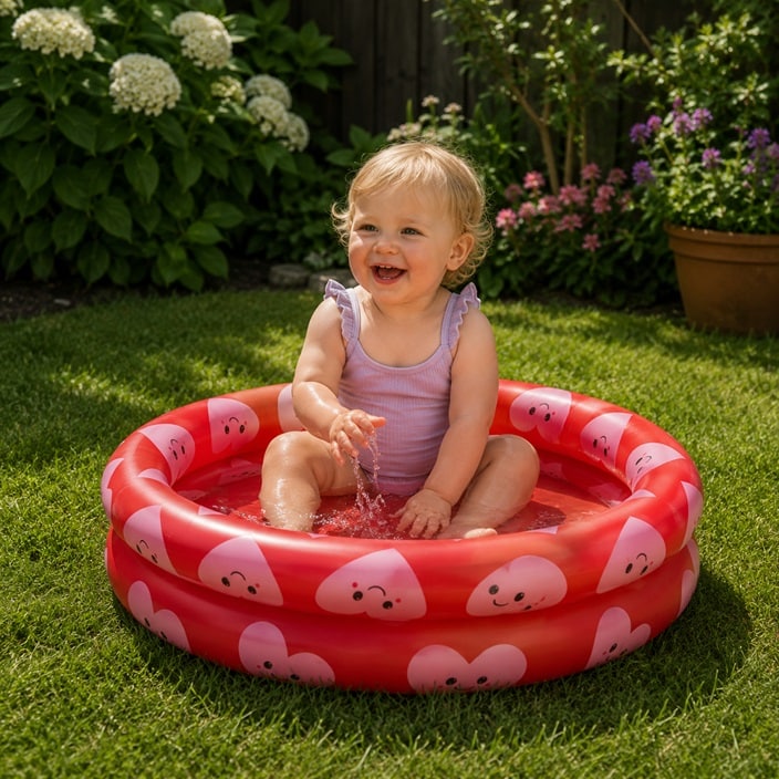 Uppblåsbar mini barnpool Swim Essentials Red Hearts