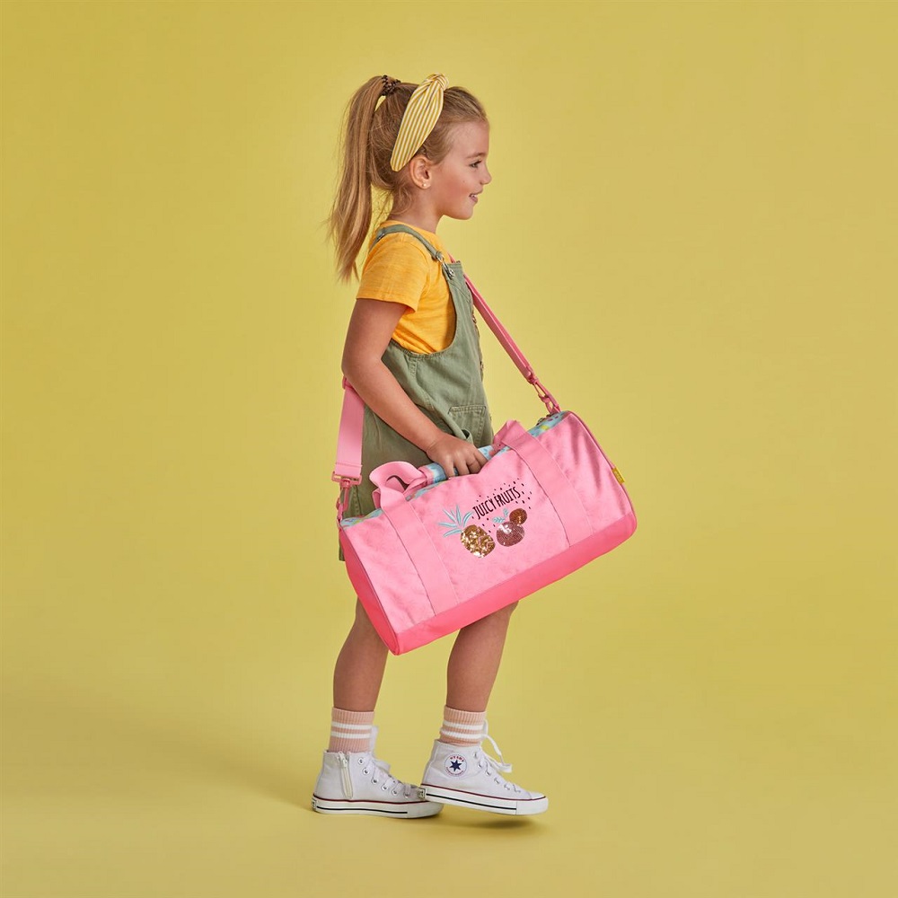 Enso barnväska Juicy Fruits resebag och sportväska för barn rosa