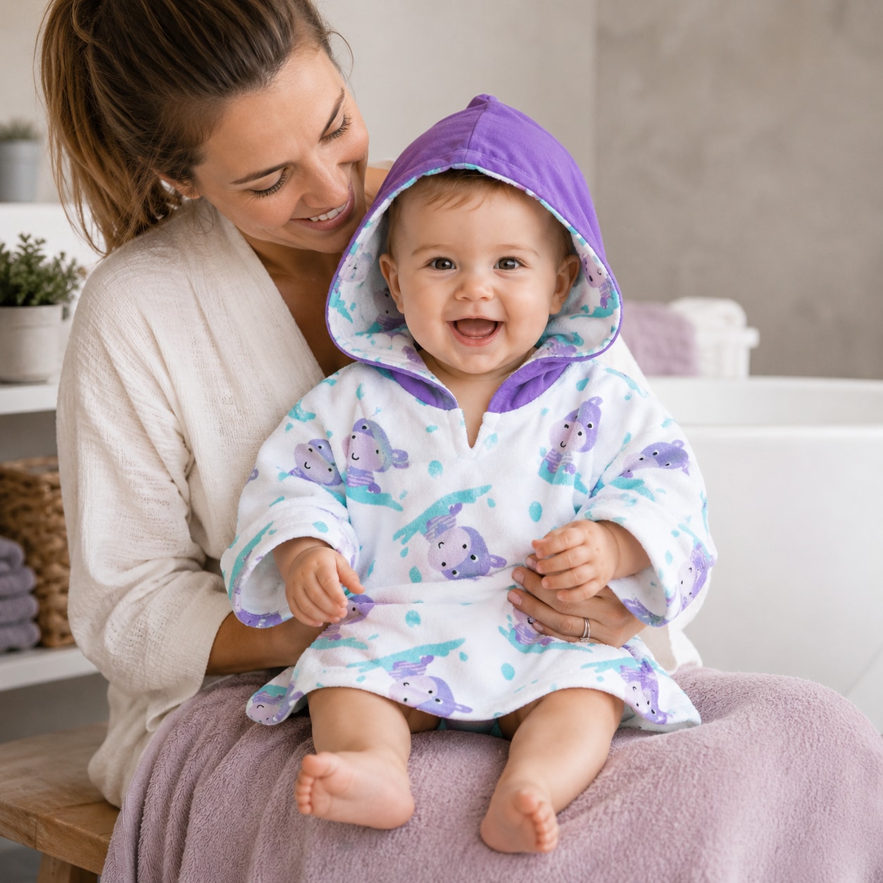 Badponcho för barn - Zoocchini Hippo